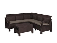 Set mobilier gradina maro Keter Alibert Corfu, rattan artificial